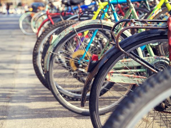 Bicycle parking on city street