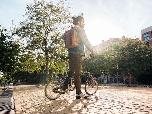 Young man biking