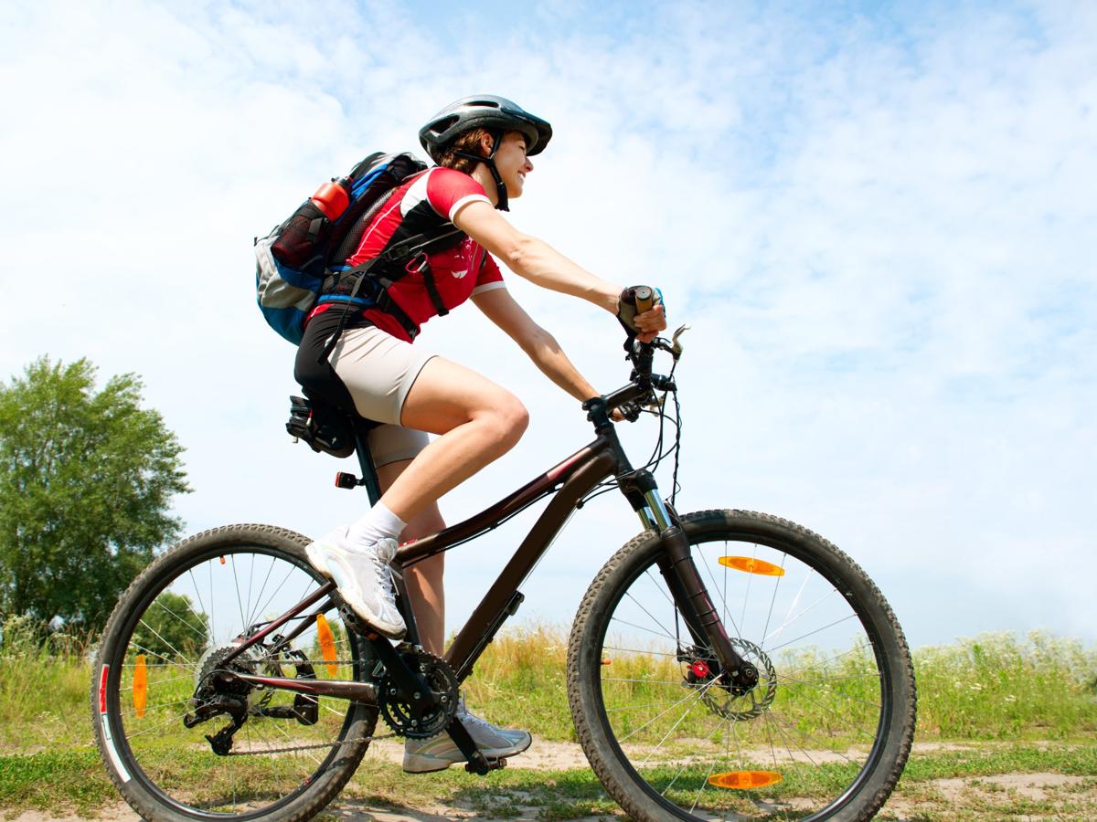 Woman biking