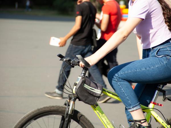 Girl riding bicycle