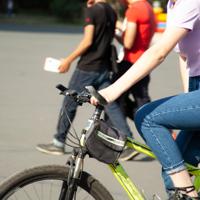 Girl riding bicycle