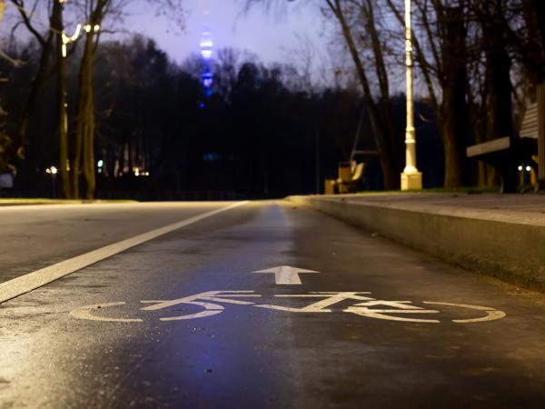 Bicycle path at night