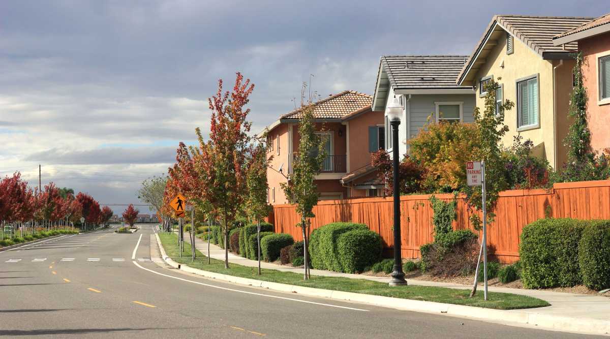 Row of houses in suburban neighborhood