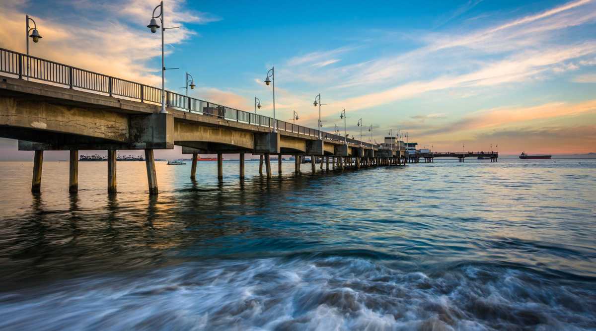 The Belmont Pier at sunset, in Long Beach, California.